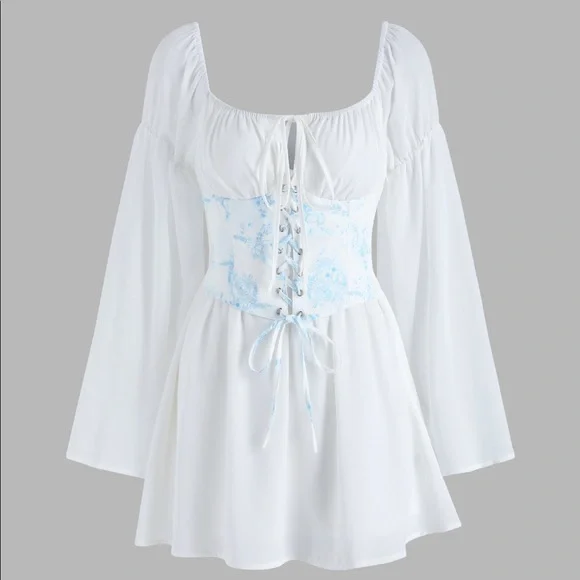 chinese dress ladies Ditsy Floral Lace Corset Mini Dress – TandyWear main image 1